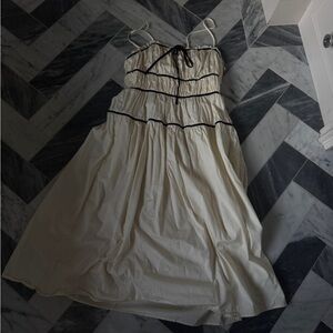 Cream Bow Detail Midi Dress